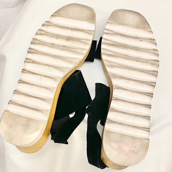 Sol Sana Traci chunky black suede wedge sandals w ankle strap - Picture 5 of 8